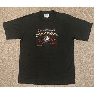 Vintage 90s Large Buffalo Sabres Playoffs GOAT Head NHL Hockey Graphic T-Shirt